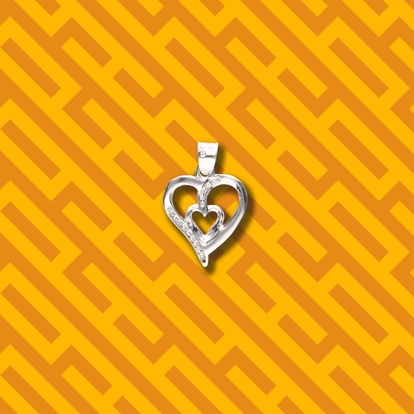 Corazón Doble con Piedra de Plata 925