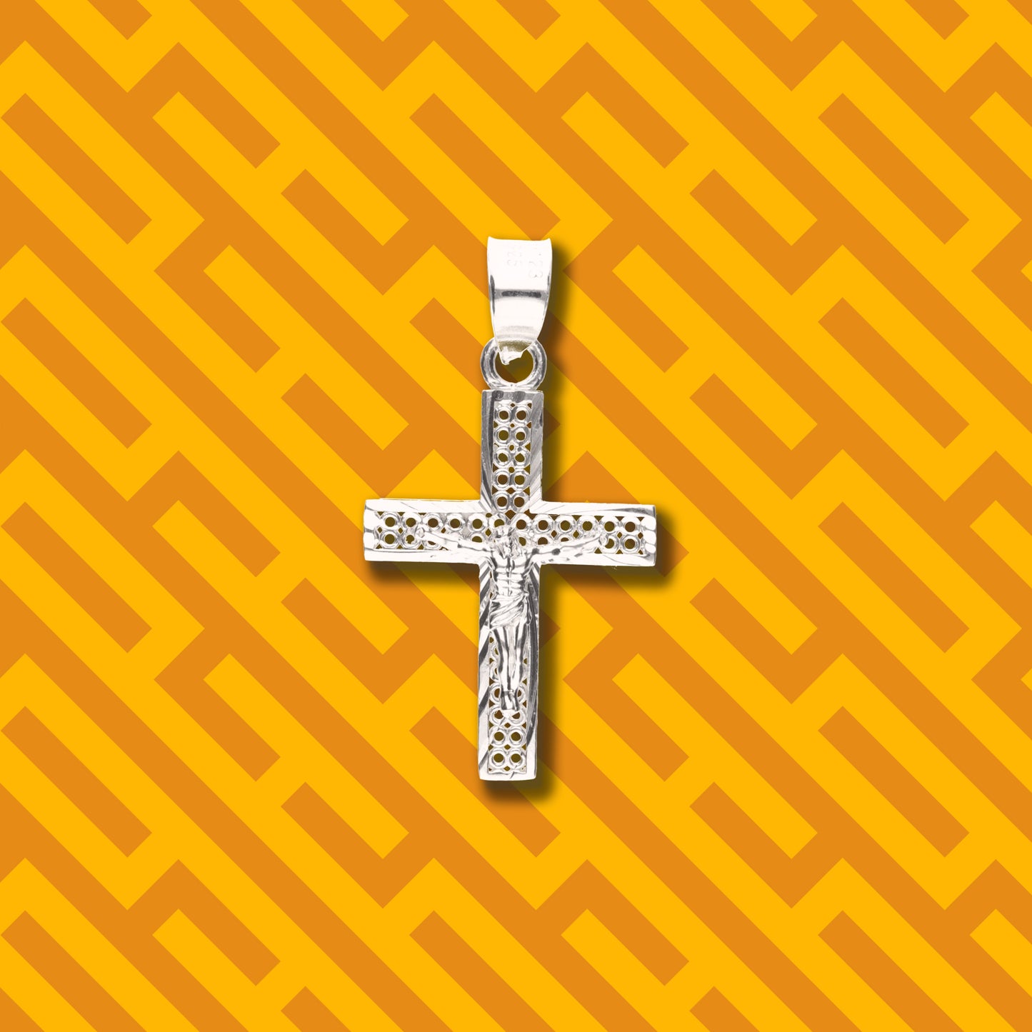 Cruz Perforada Diamantada Mini de Plata 925