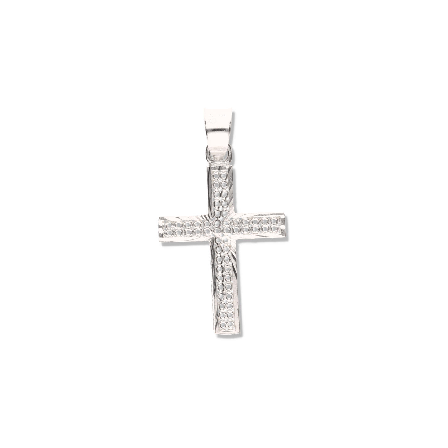 Cruz Perforada Diamantada Mini de Plata 925