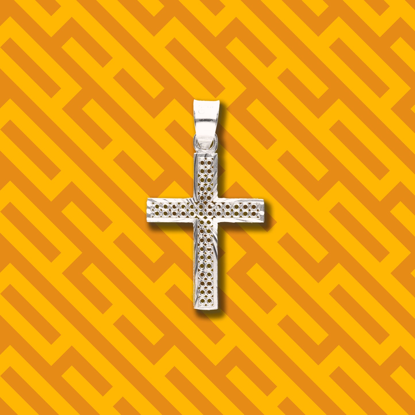 Cruz Perforada Diamantada Mini de Plata 925
