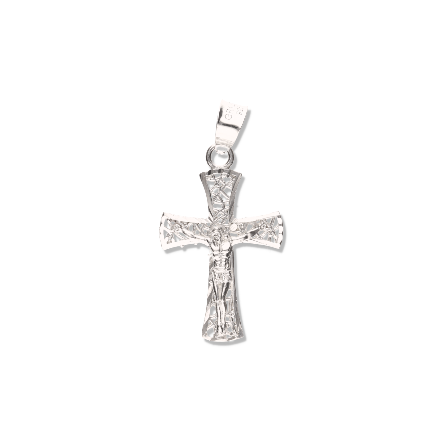 Cruz Tejida Diamantada Mini de Plata 925