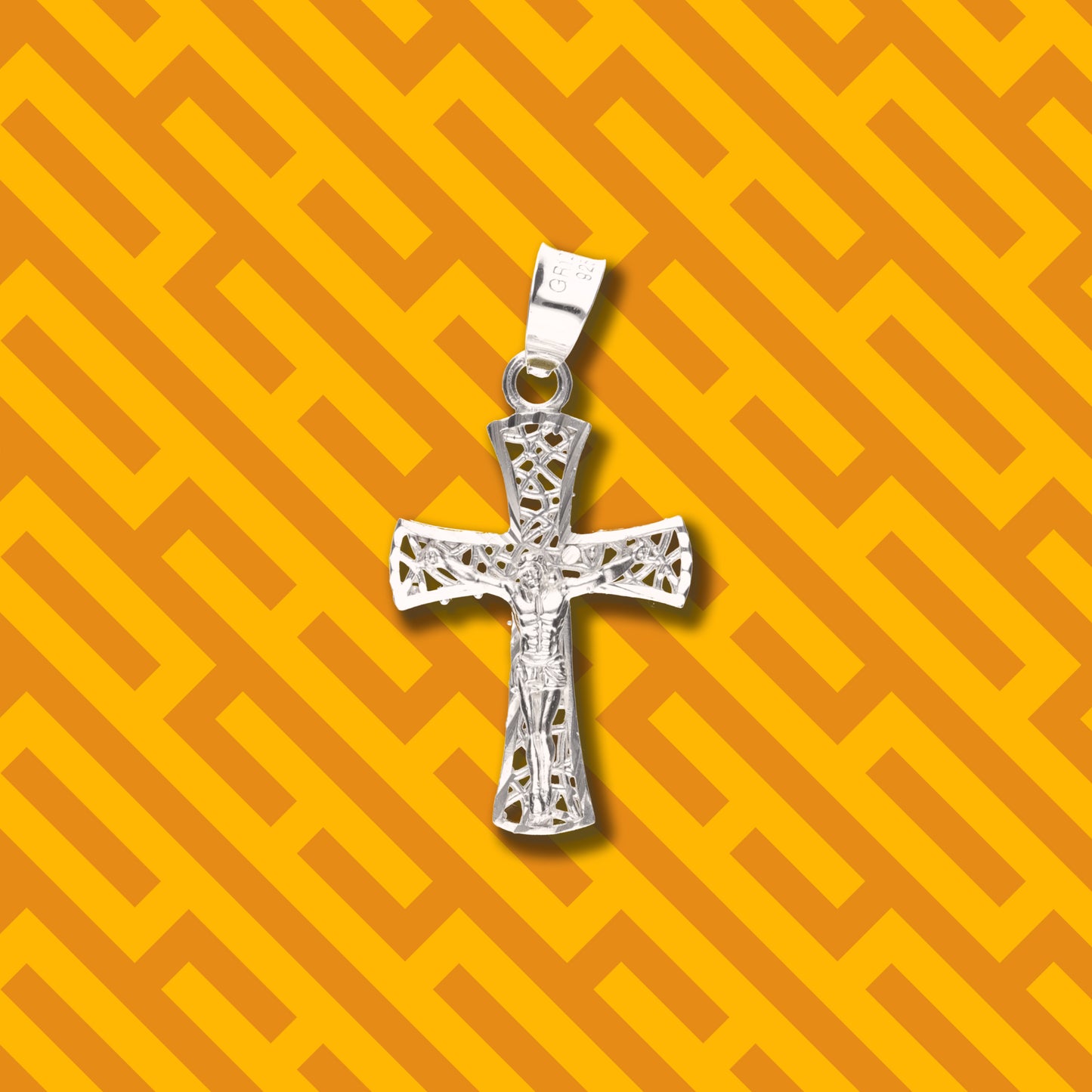 Cruz Tejida Diamantada Mini de Plata 925