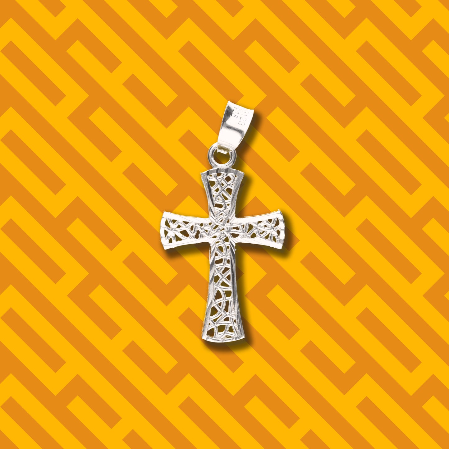 Cruz Tejida Diamantada Mini de Plata 925