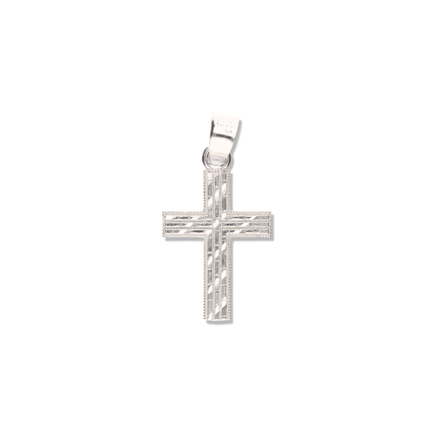 Cruz Ladrillo Diamantada Mini de Plata 925