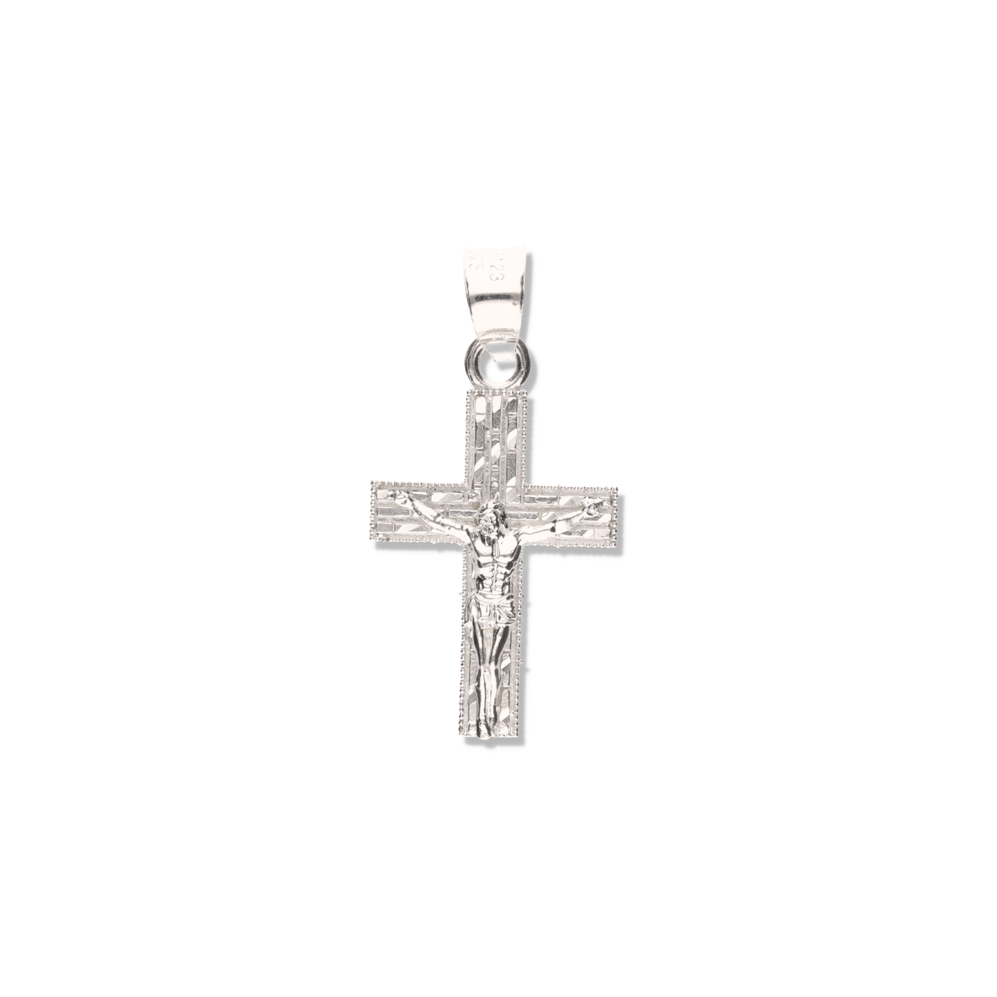Cruz Ladrillo Diamantada Mini de Plata 925