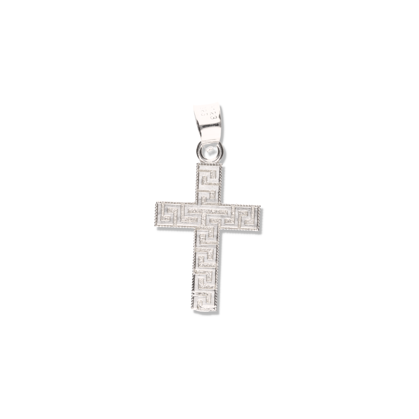 Cruz Grecas Diamantada Mini de Plata 925