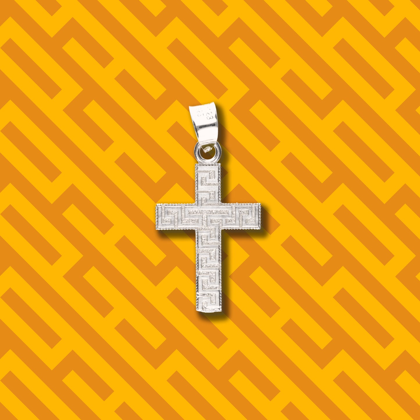 Cruz Grecas Diamantada Mini de Plata 925