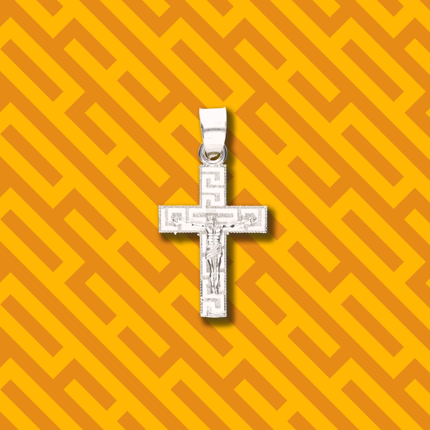 Cruz Grecas Diamantada Mini de Plata 925