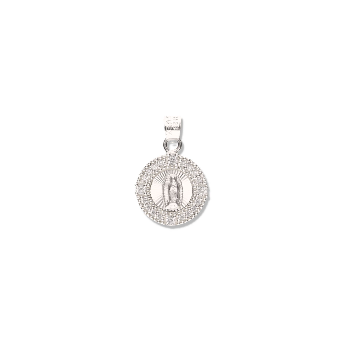 Medalla Redonda Sencilla con Piedra de Plata 925