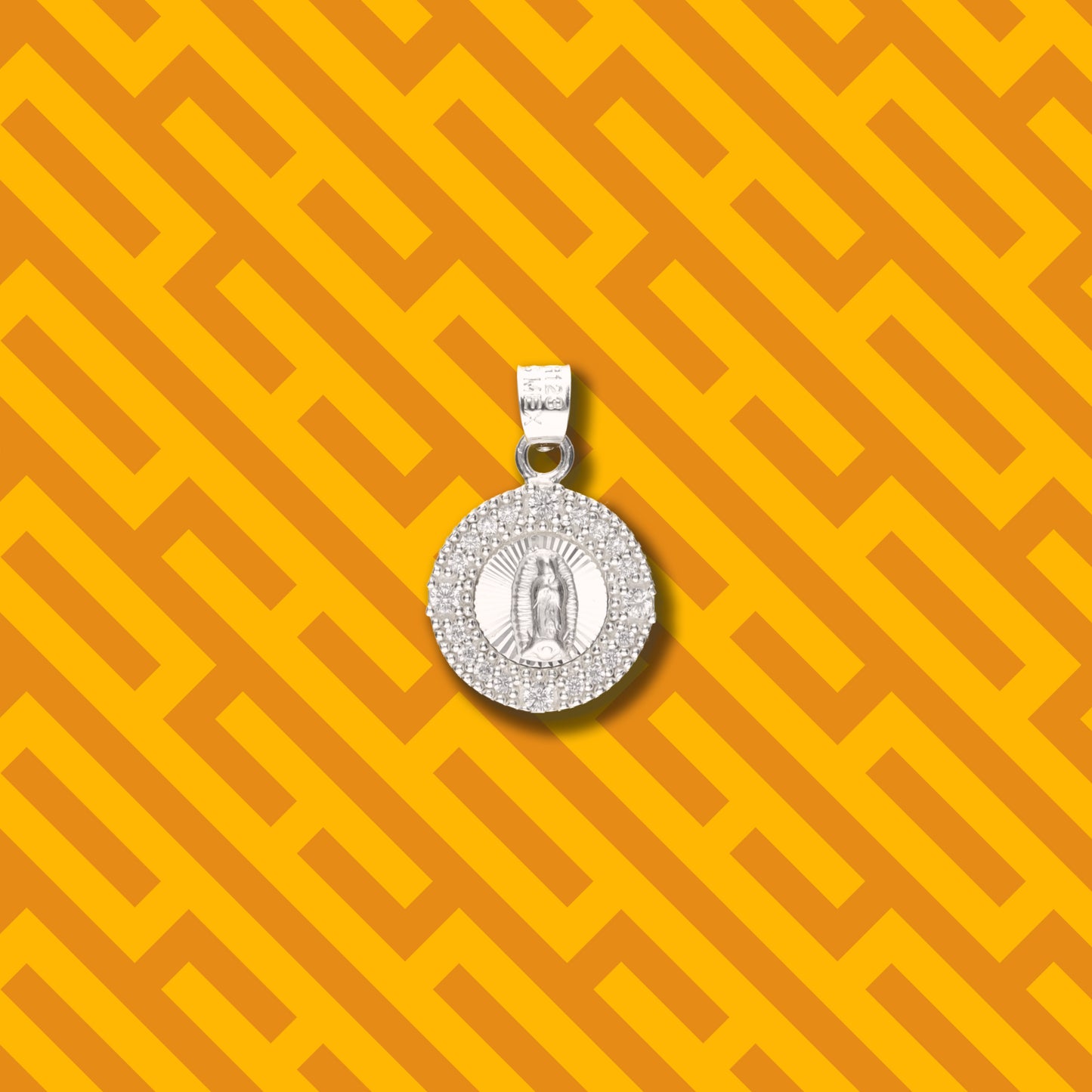 Medalla Redonda Sencilla con Piedra de Plata 925