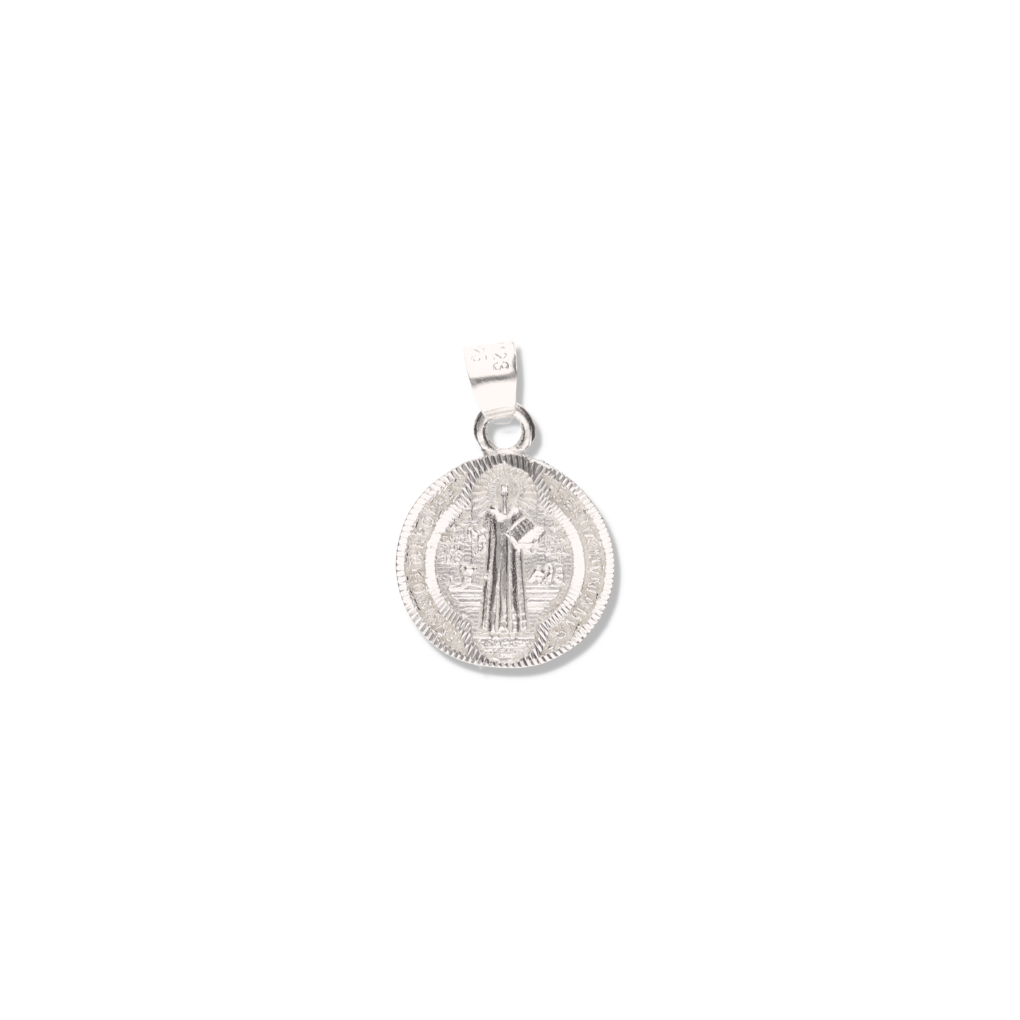 Medallón de San Benito diamantado de Plata 925