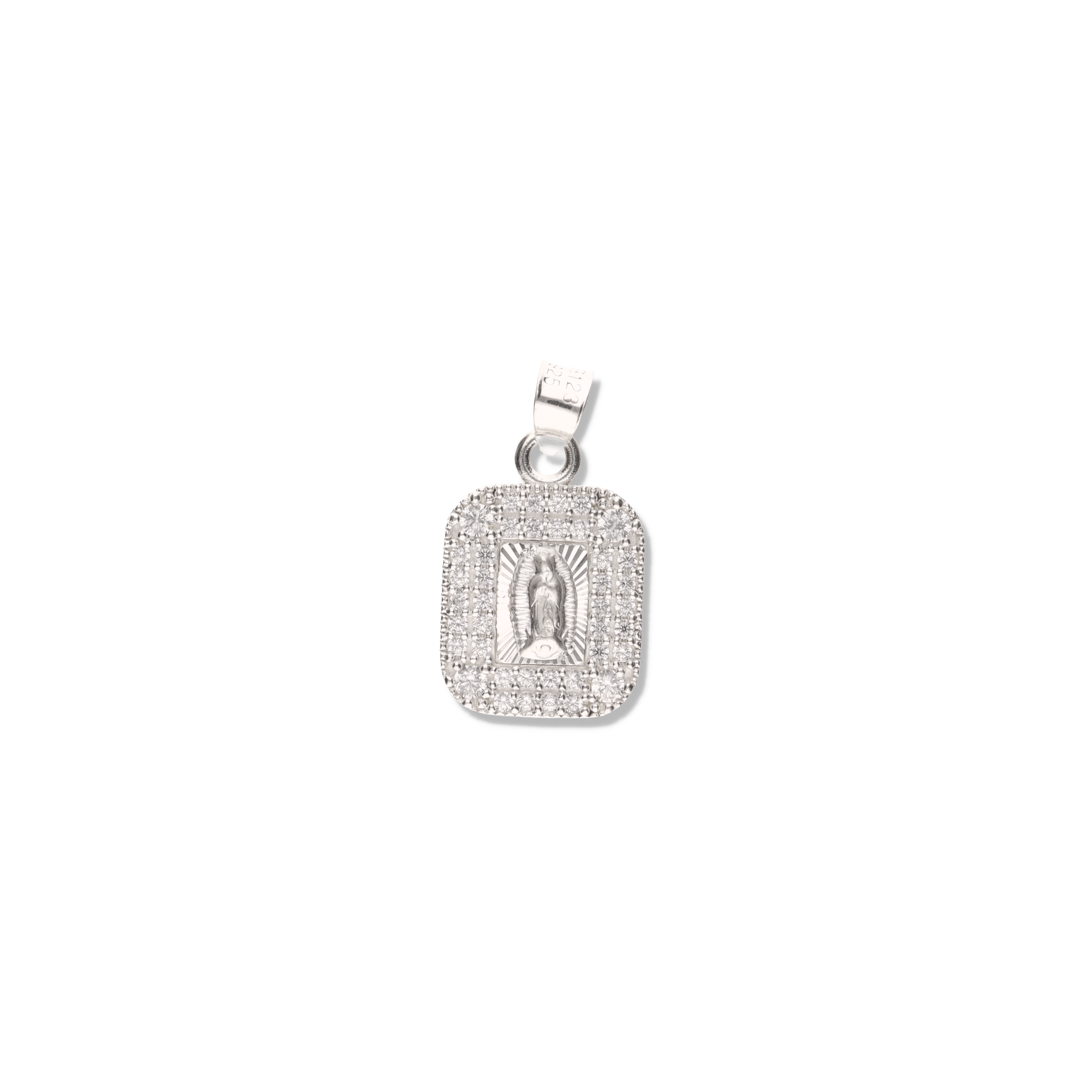 Medalla Cuadrada Doble con Piedra de Plata 925