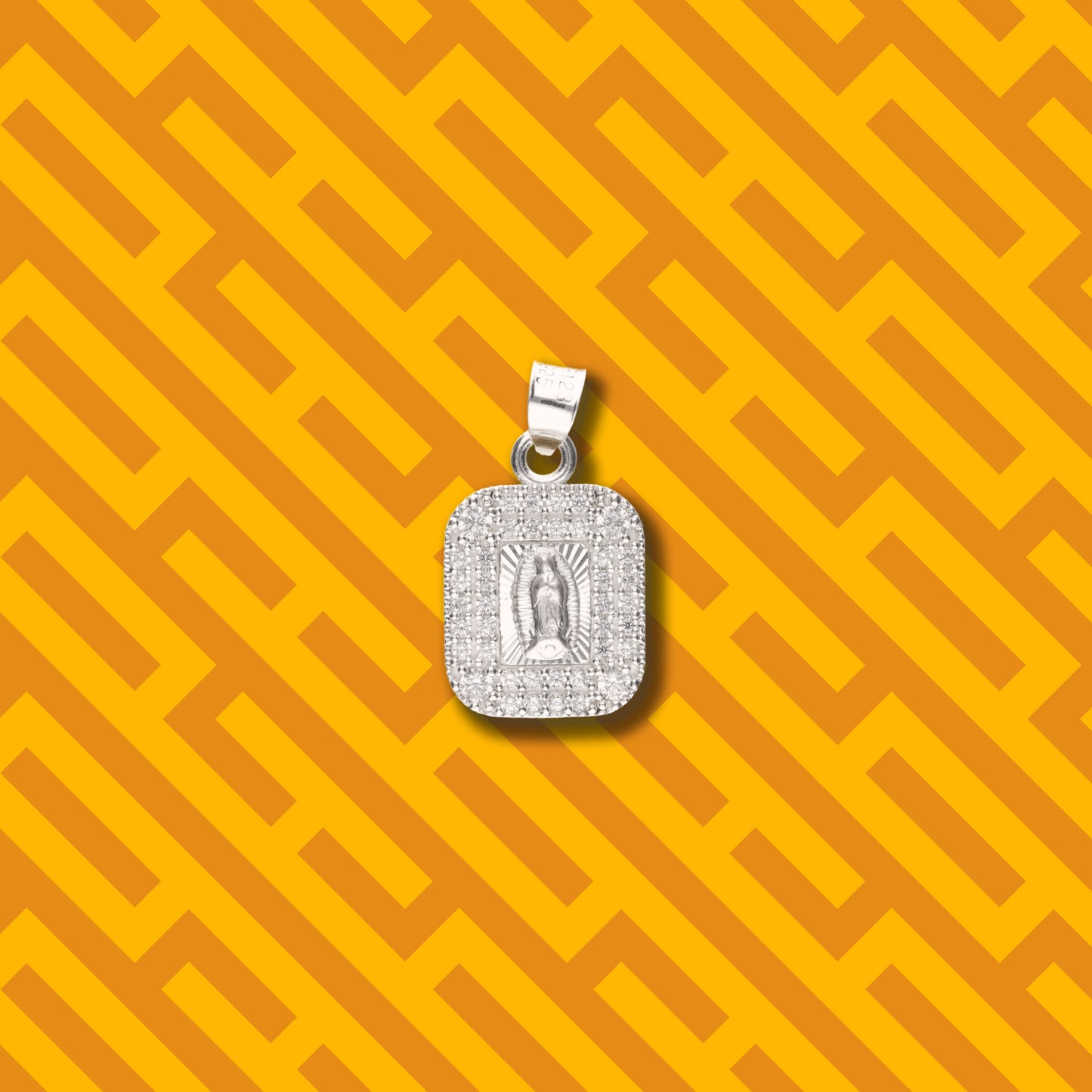Medalla Cuadrada Doble con Piedra de Plata 925