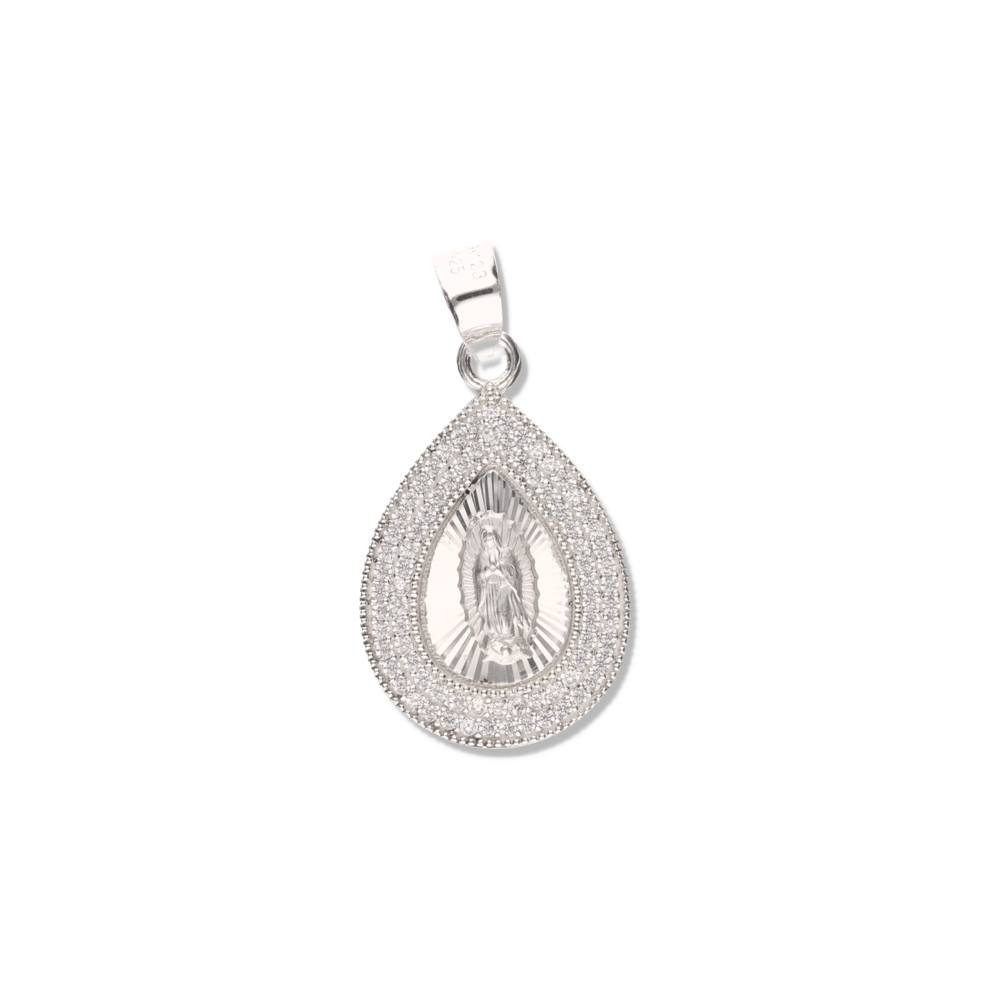 Medalla Gota Doble Grande con Piedra de Plata 925