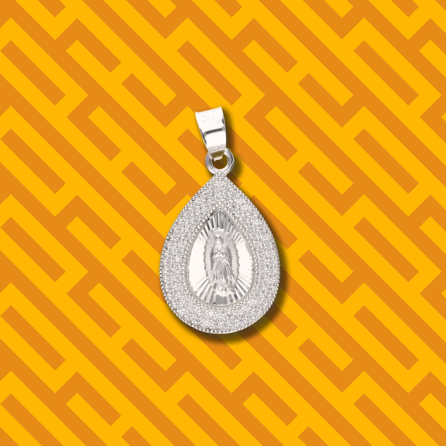 Medalla Gota Doble Grande con Piedra de Plata 925