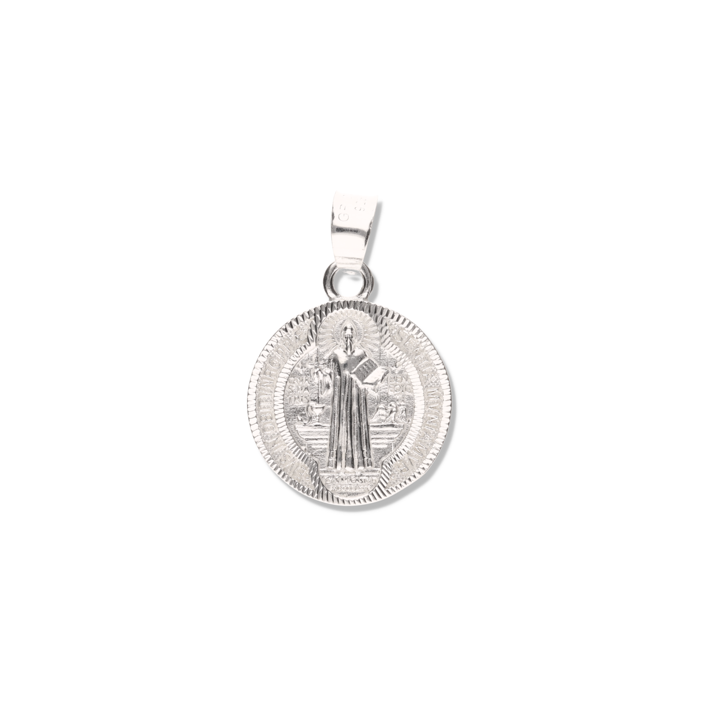 Medallón de San Benito diamantado de Plata 925