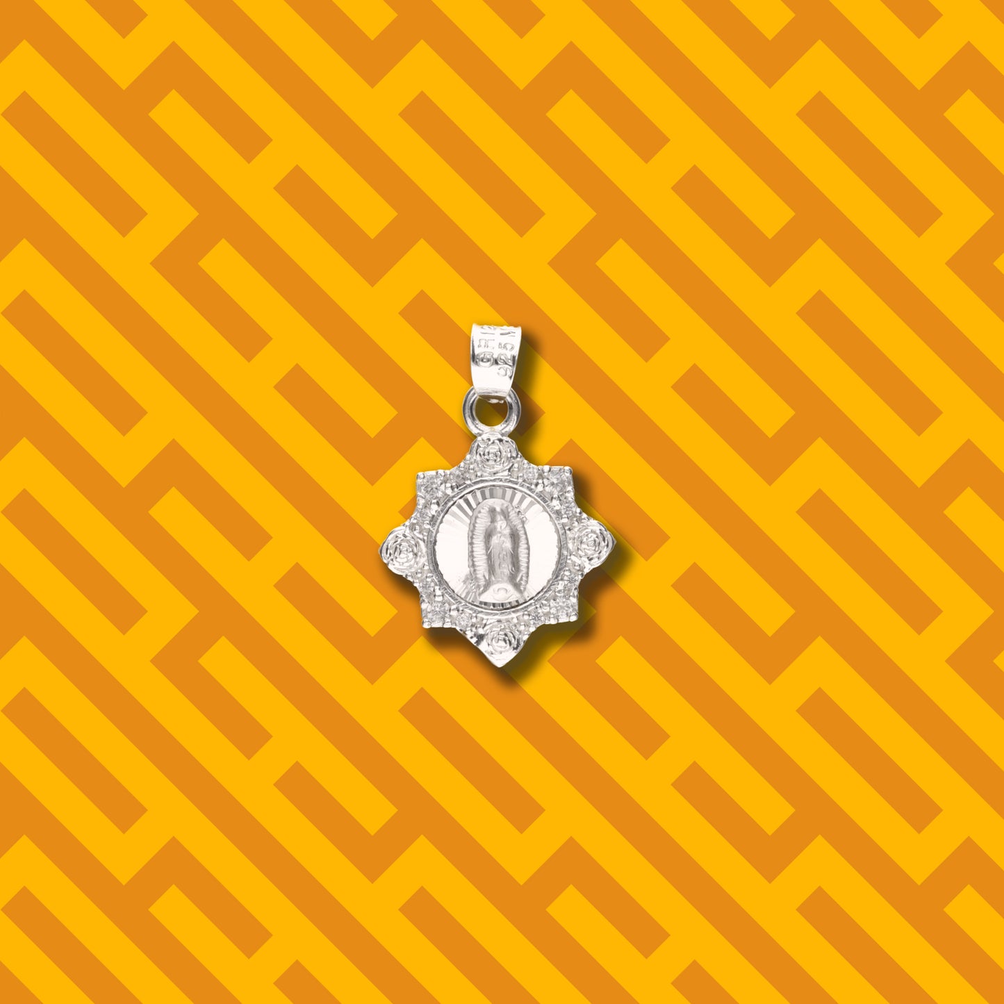 Medalla 4 Rosas de la Virgen de Guadalupe con Piedra de Plata 925
