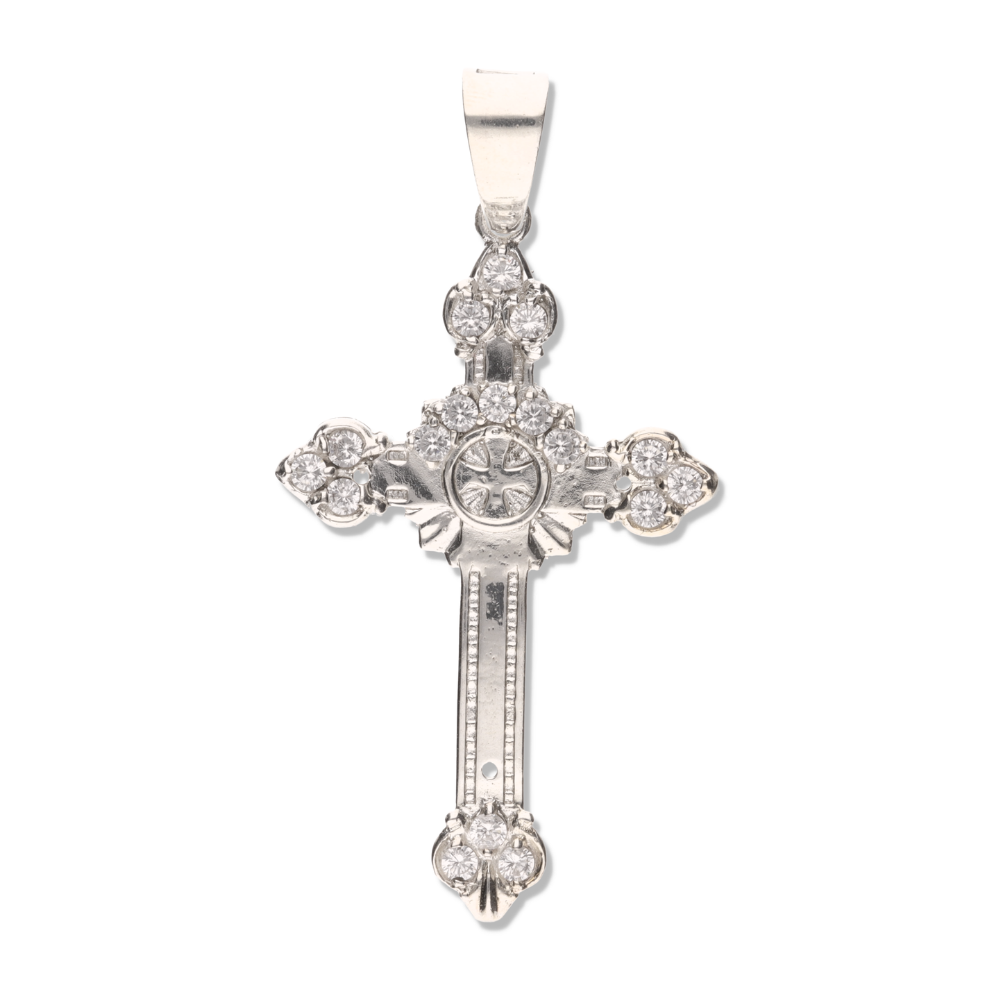 Cruz Ornamental Mini diamantada con Piedra de Plata 925