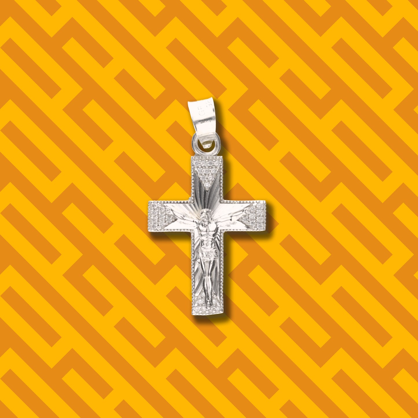 Cruz Espiral Diamantada Mini con Piedra de Plata 925