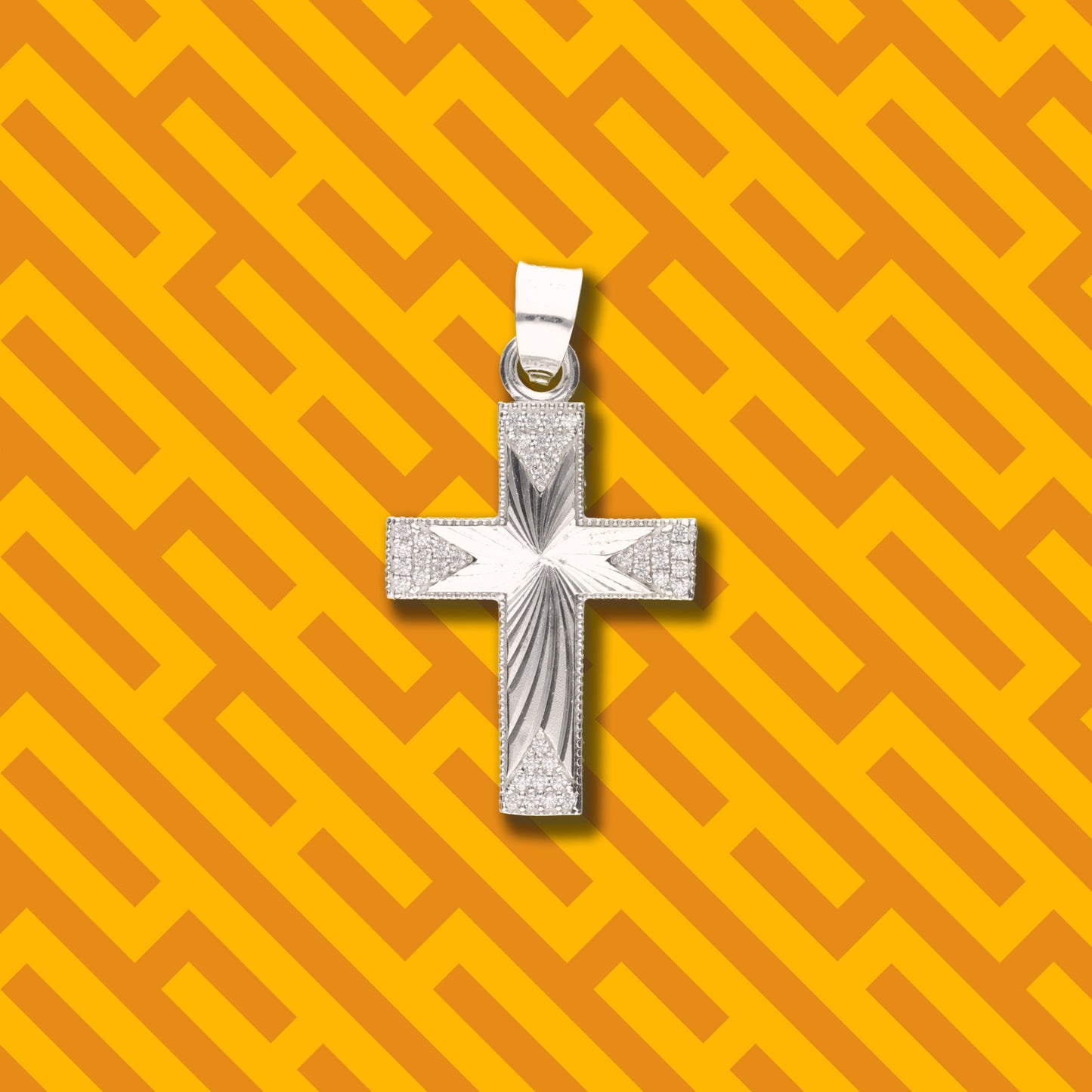 Cruz Espiral Diamantada Mini con Piedra de Plata 925