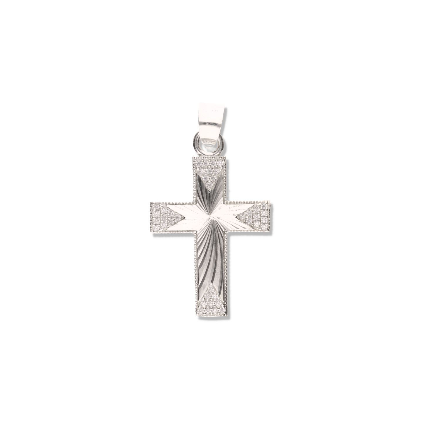 Cruz Espiral Diamantada Mini con Piedra de Plata 925