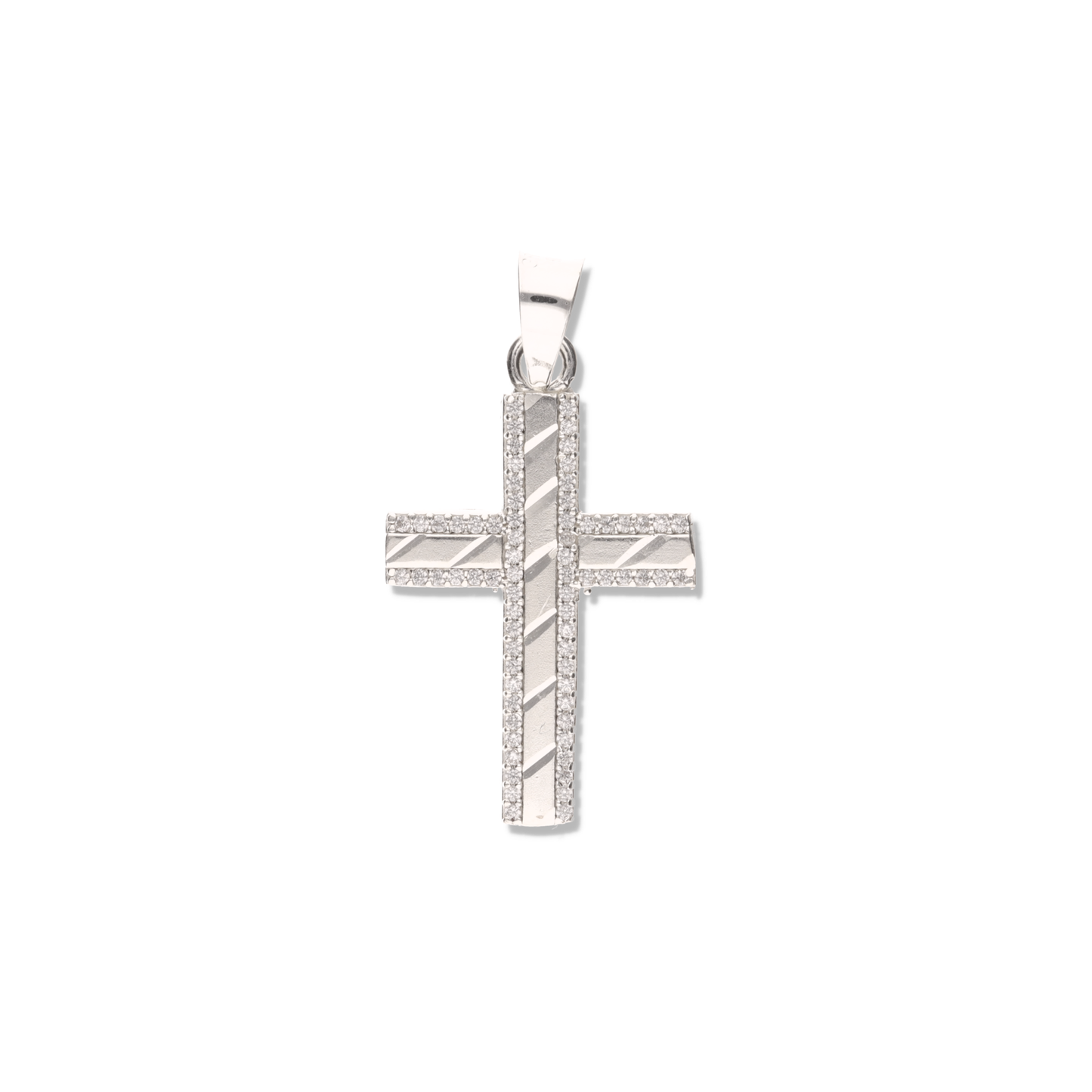 Cruz Espiga Diamantada Mini con Piedra de Plata 925