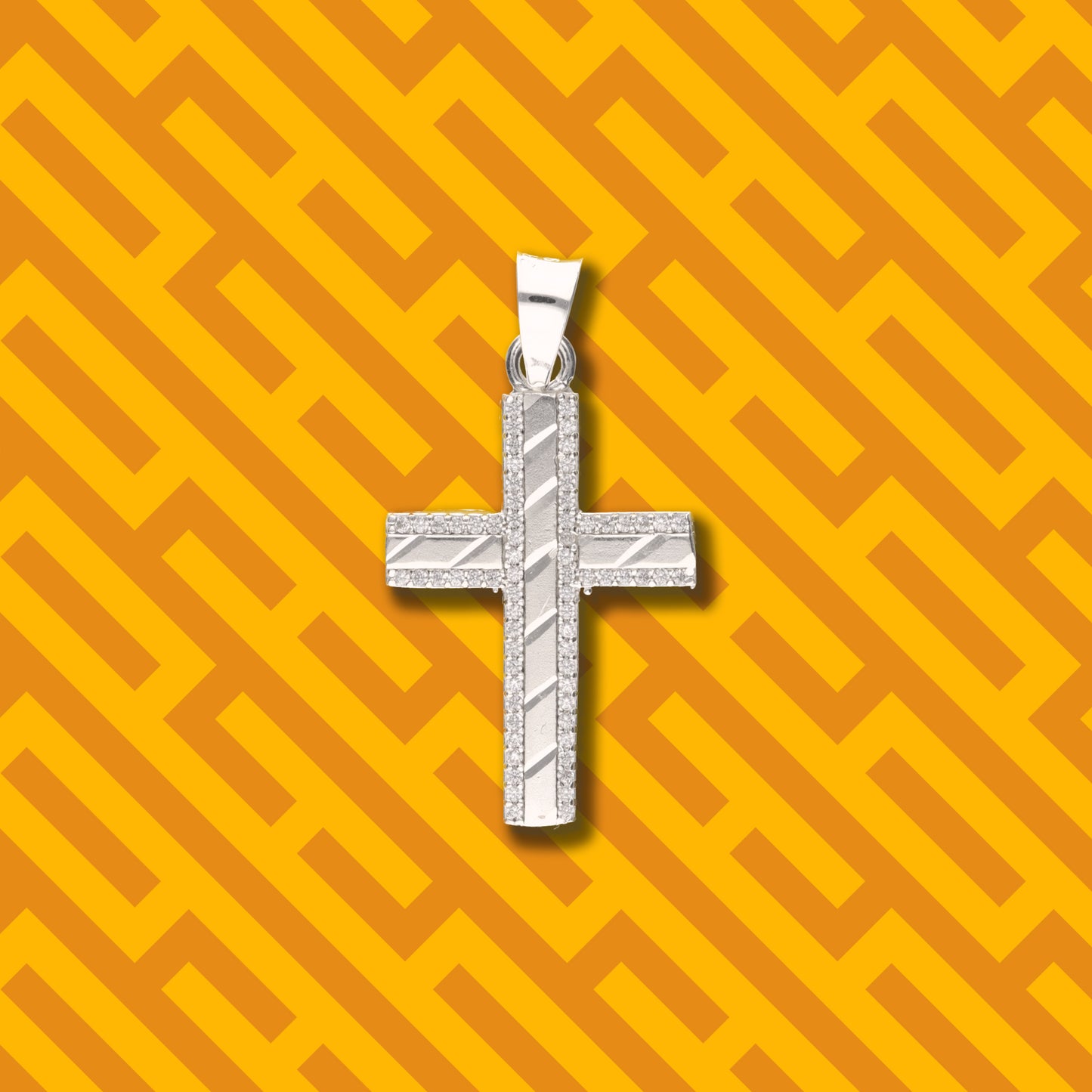 Cruz Espiga Diamantada Mini con Piedra de Plata 925