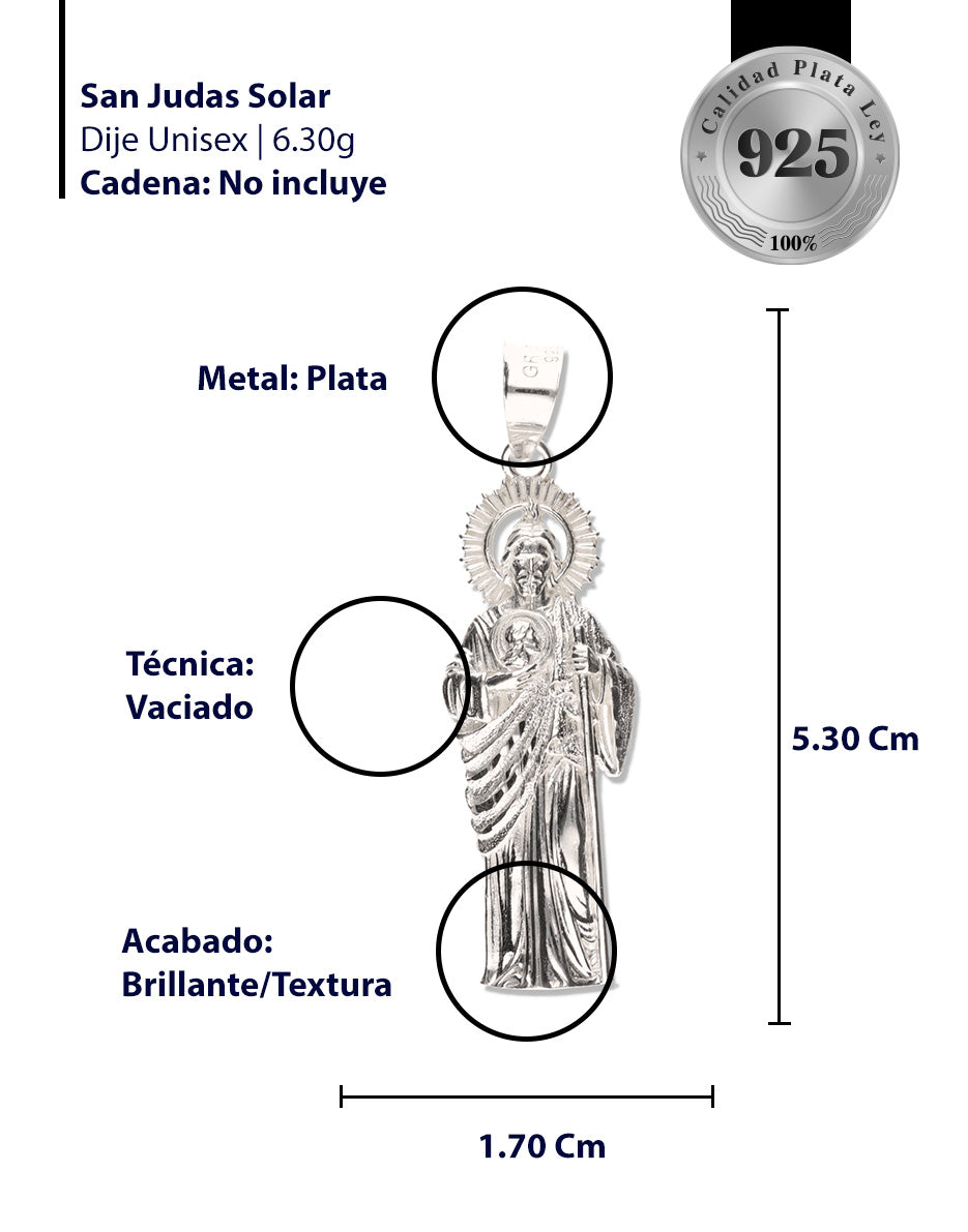 San Judas Corona Solar de Plata 925