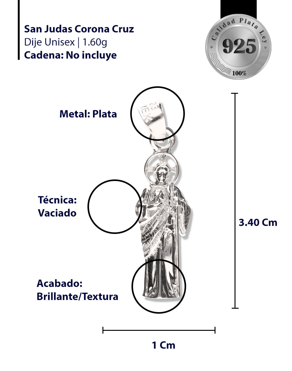 San Judas Corona Cruz de Plata 925