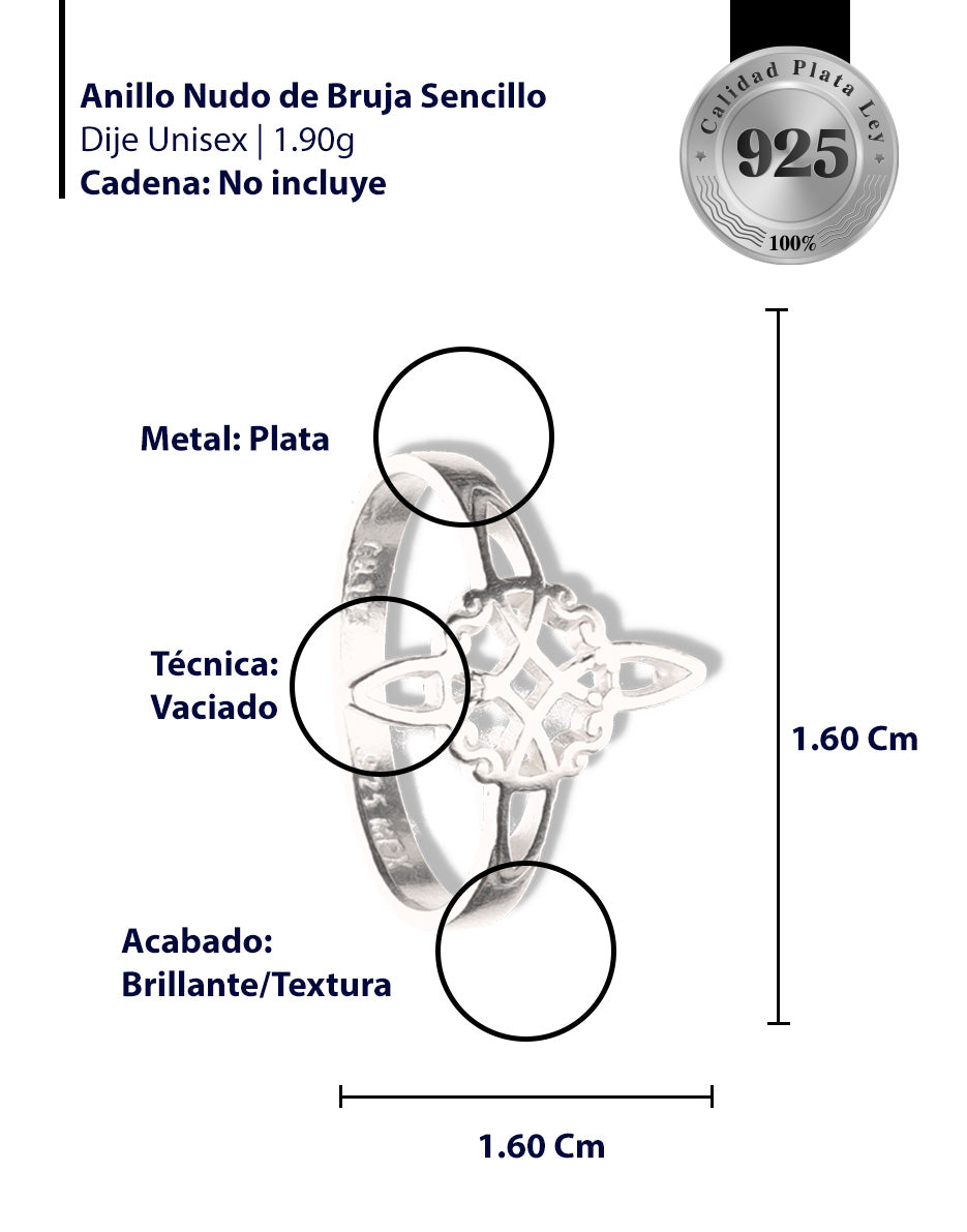 Anillo Nudo de Bruja Sencillo de Plata 925
