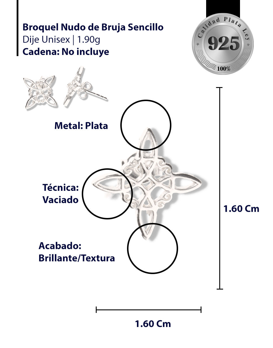 Broquel Nudo de Bruja Sencillo de Plata 925