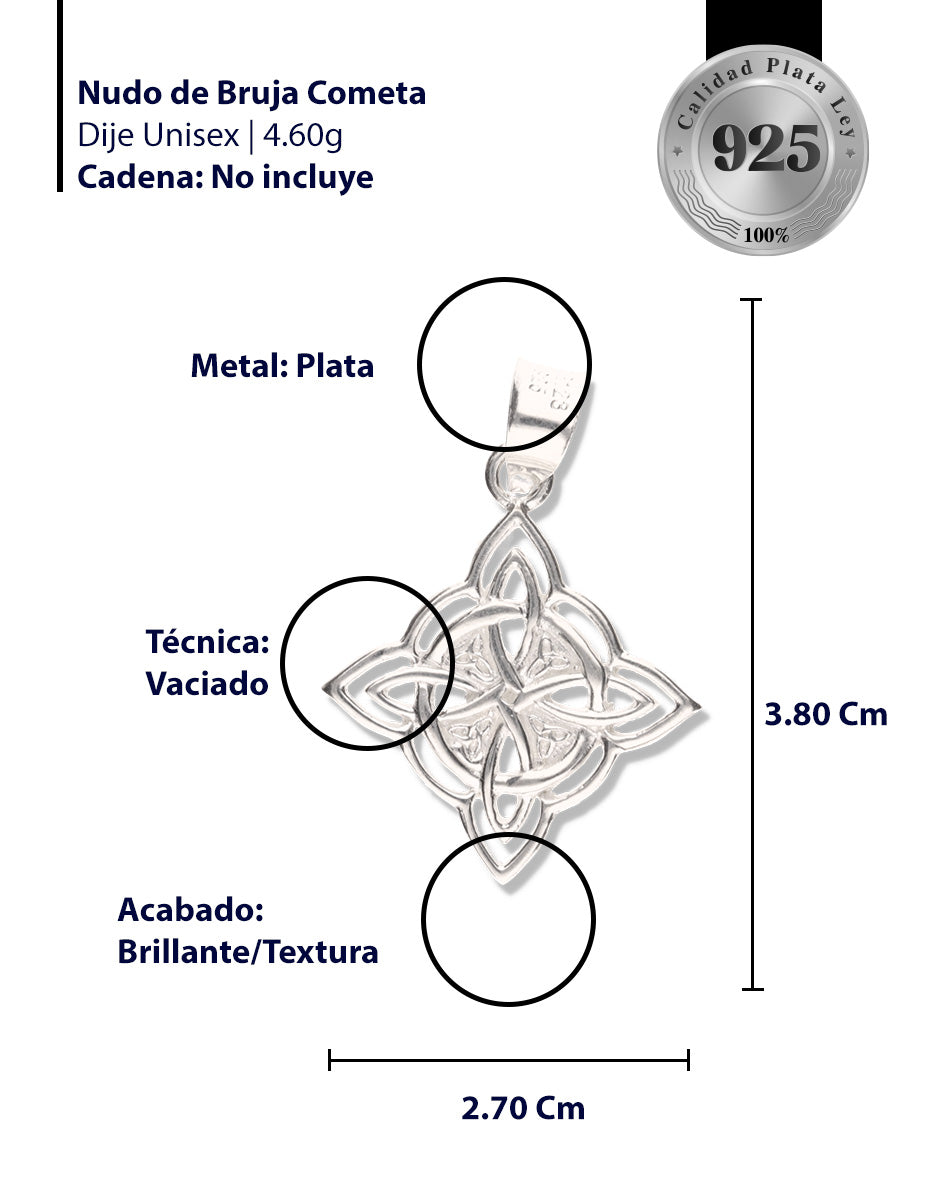 Nudo de Bruja Cometa de Plata 925
