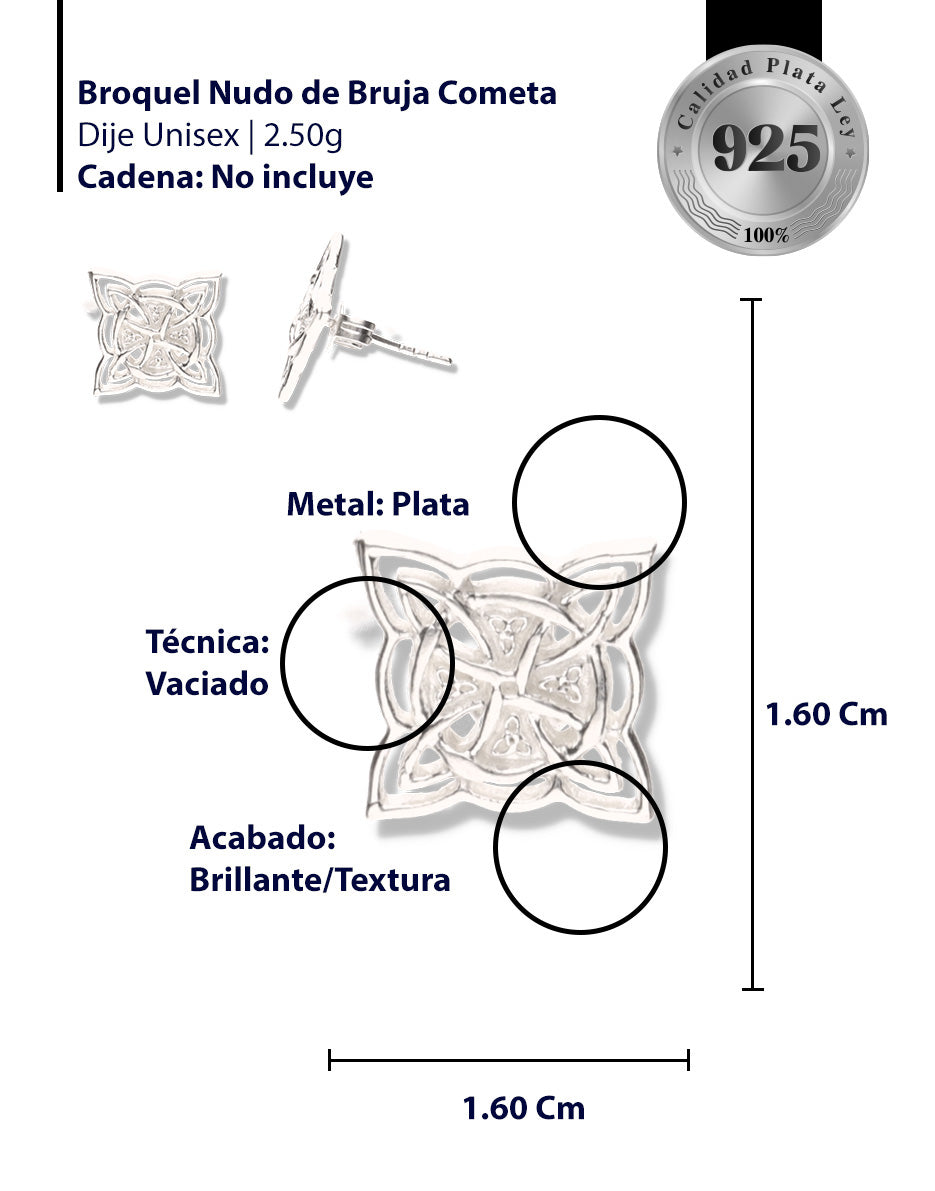 Broquel Nudo de Bruja Cometa de Plata 925