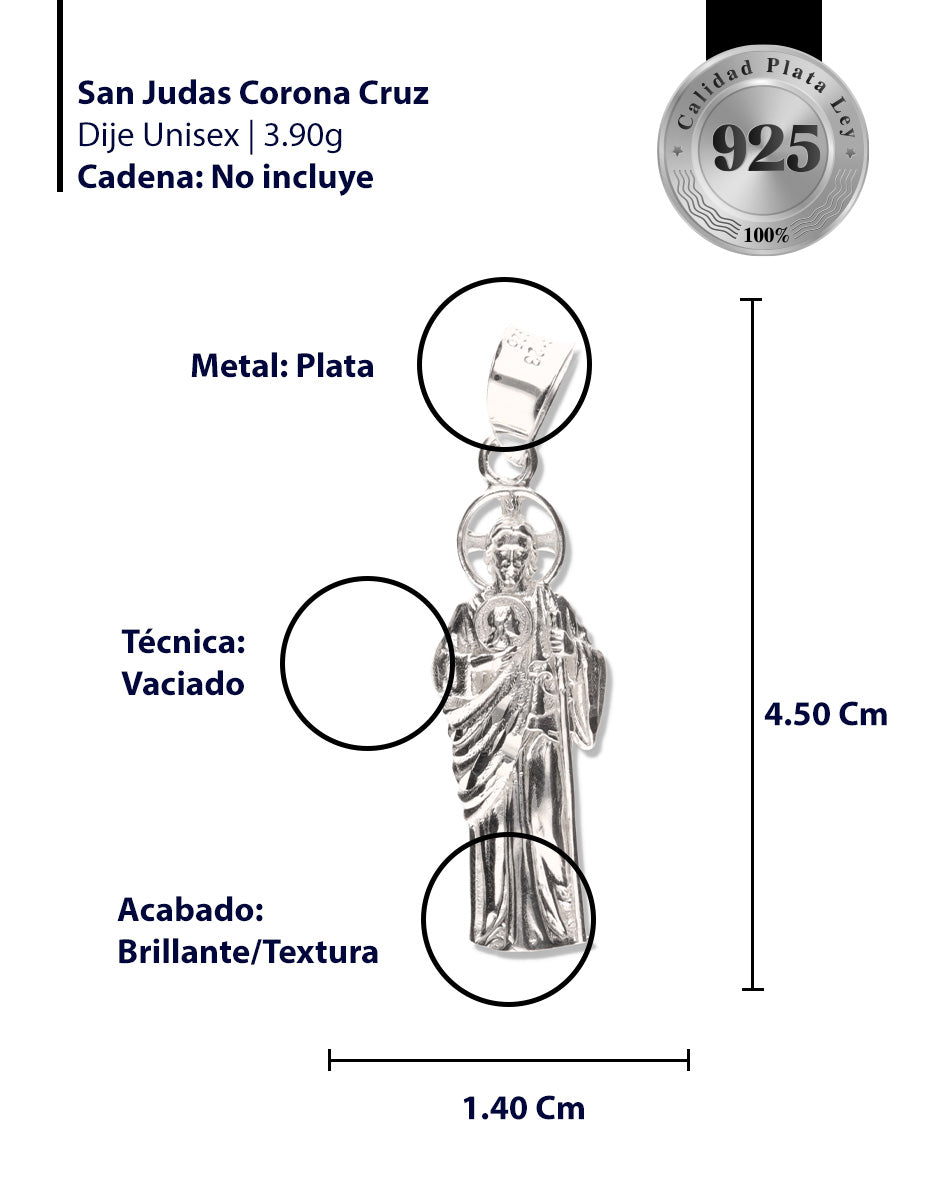 San Judas Corona Cruz de Plata 925