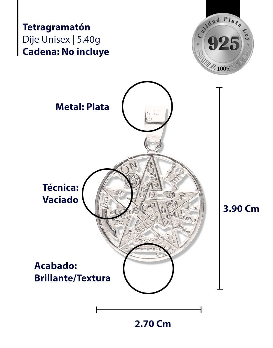 Medallón de Tetragramatón de Plata 925
