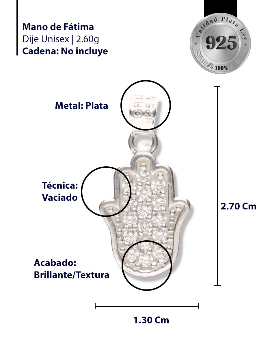 Mano de Fátima con Piedra de Plata 925