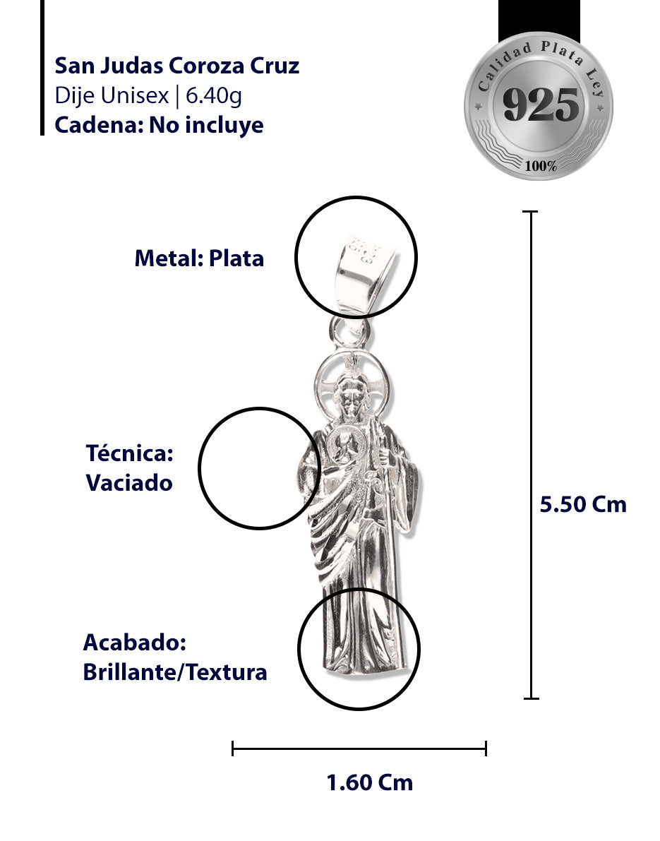 San Judas Corona Cruz de Plata 925