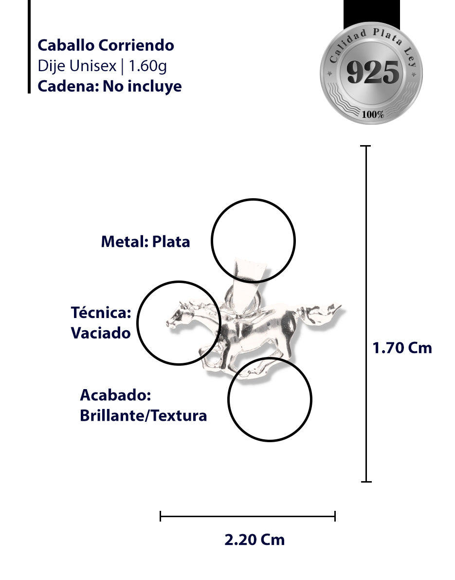 Caballo Corriendo de Plata 925