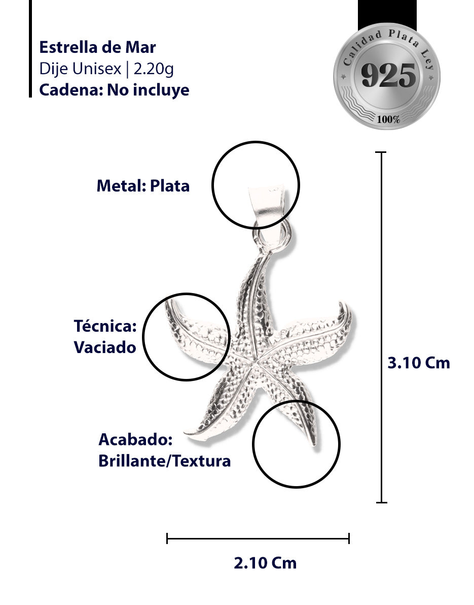 Estrella de Mar Grande de Plata 925