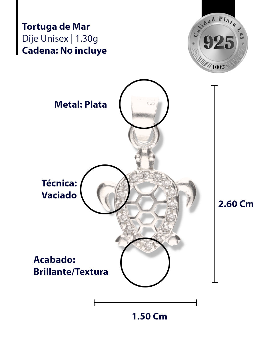 Tortuga de Mar con Piedra de Plata 925