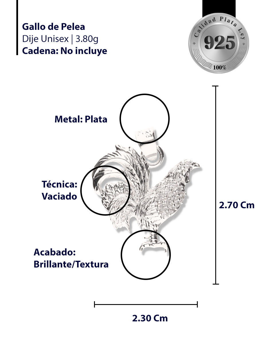 Gallo de Pelea de Plata 925