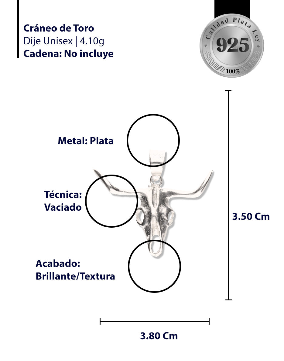Cráneo de Toro de Plata 925