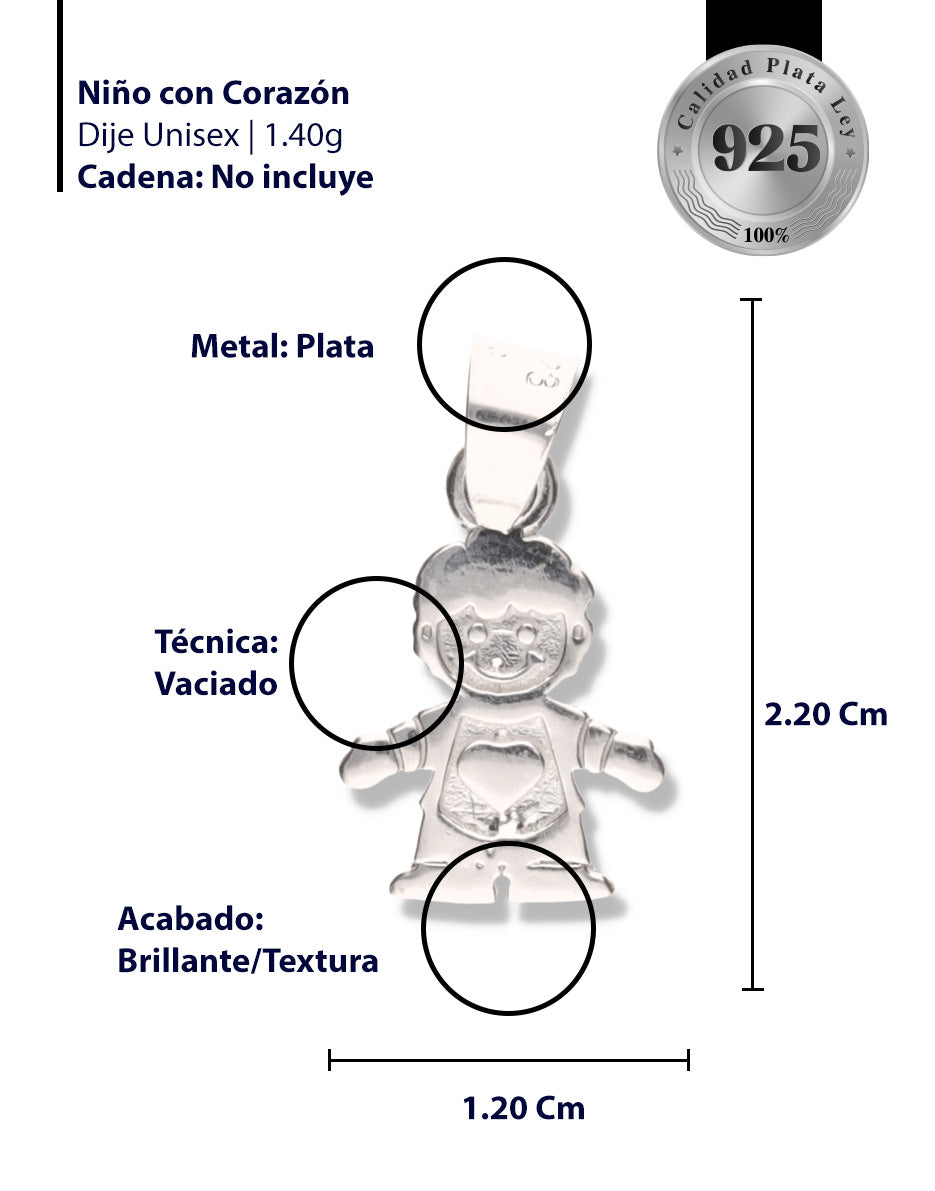 Niño con Corazón de Plata 925