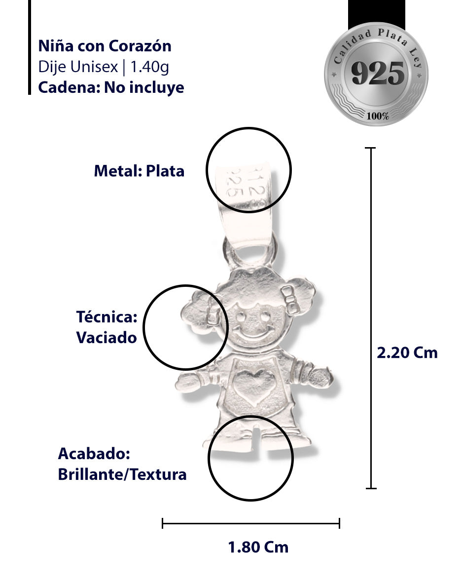 Niña con Corazón de Plata 925