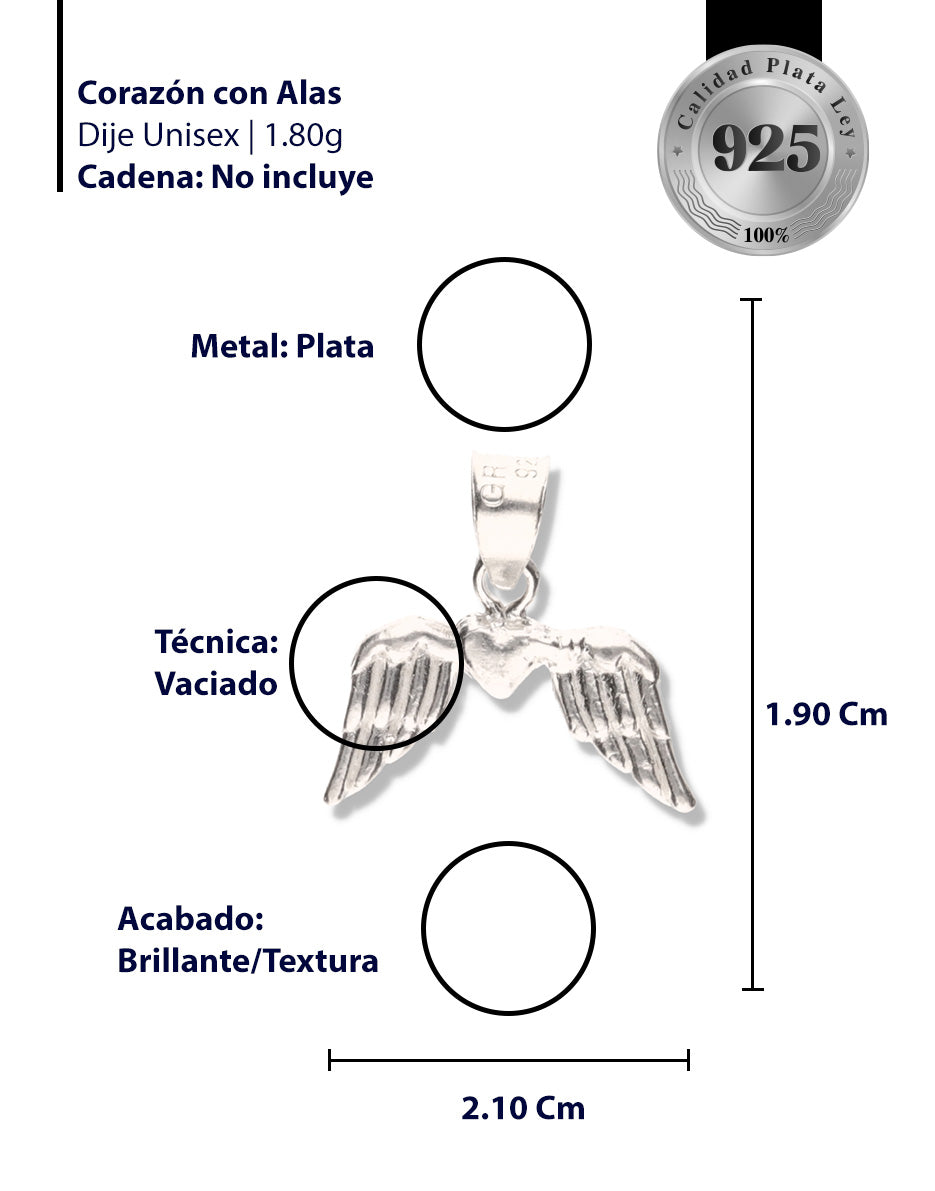 Corazón con Alas de Plata 925