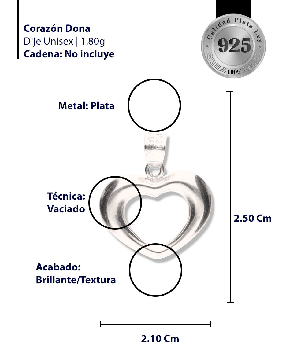 Corazón Dona de Plata 925