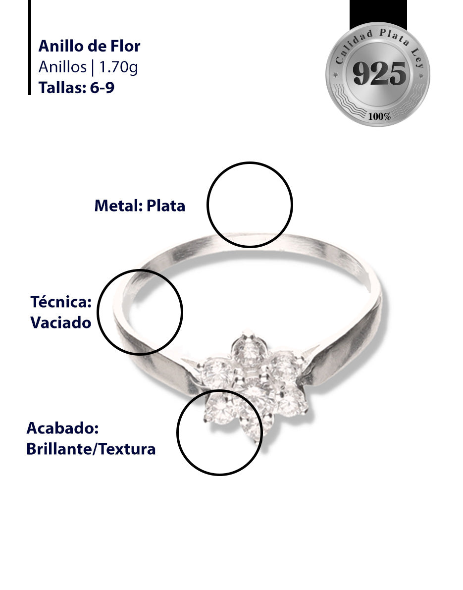 Anillo de Flor de Plata 925