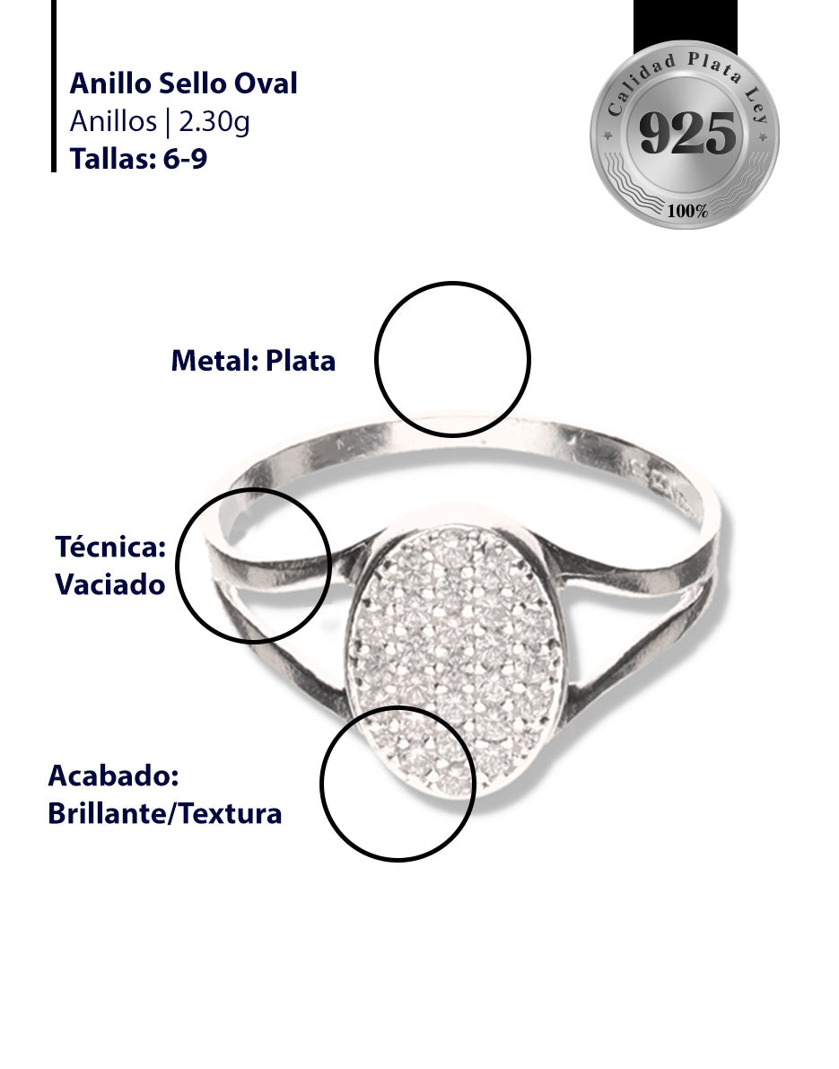 Anillo Sello Oval de Plata 925