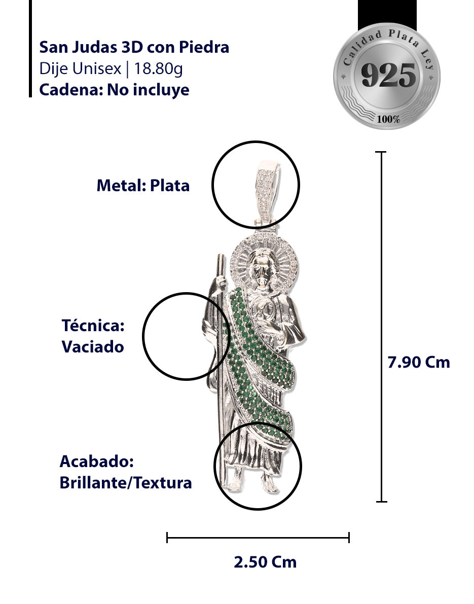 San Judas 3D con Manto con Piedra de Plata 925