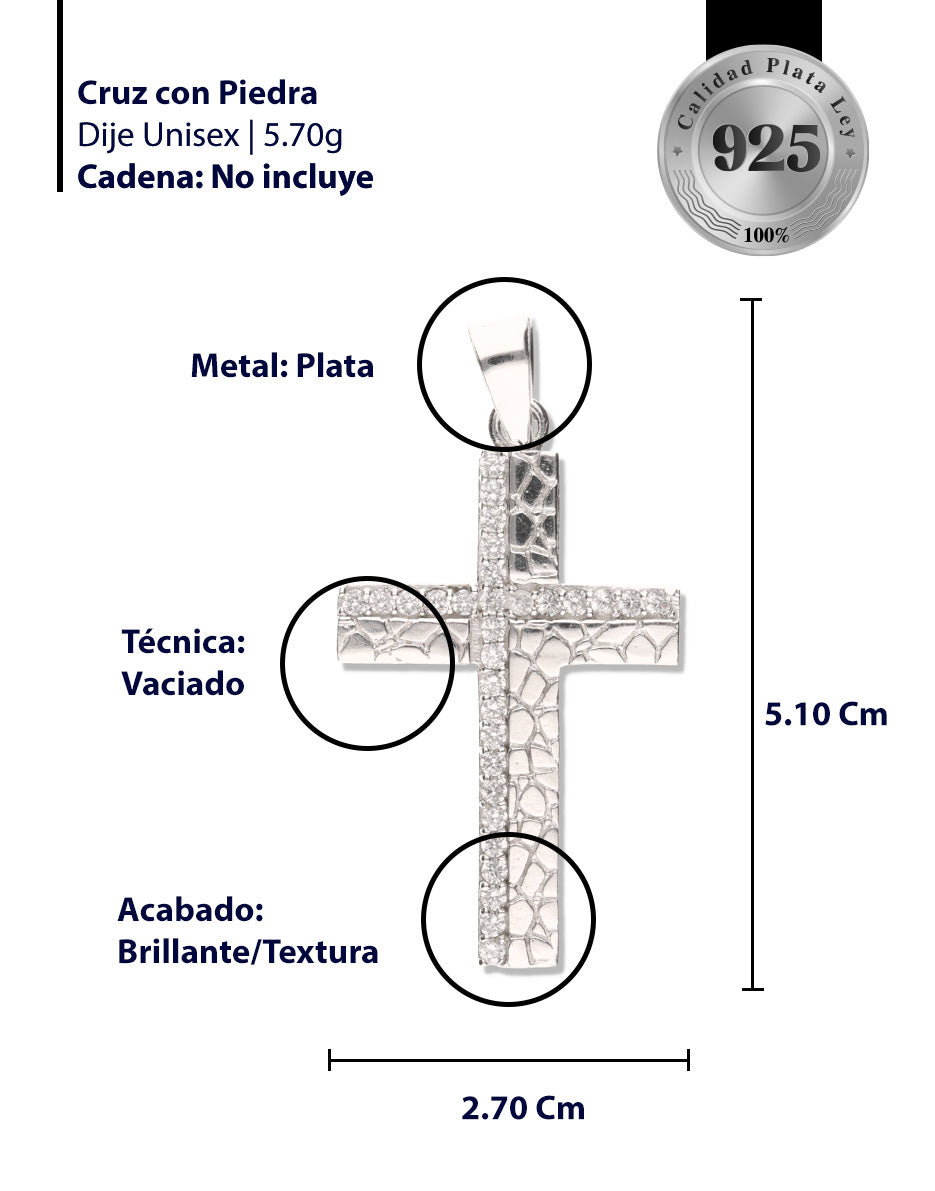 Cruz Cantera Mini con Piedra de Plata 925